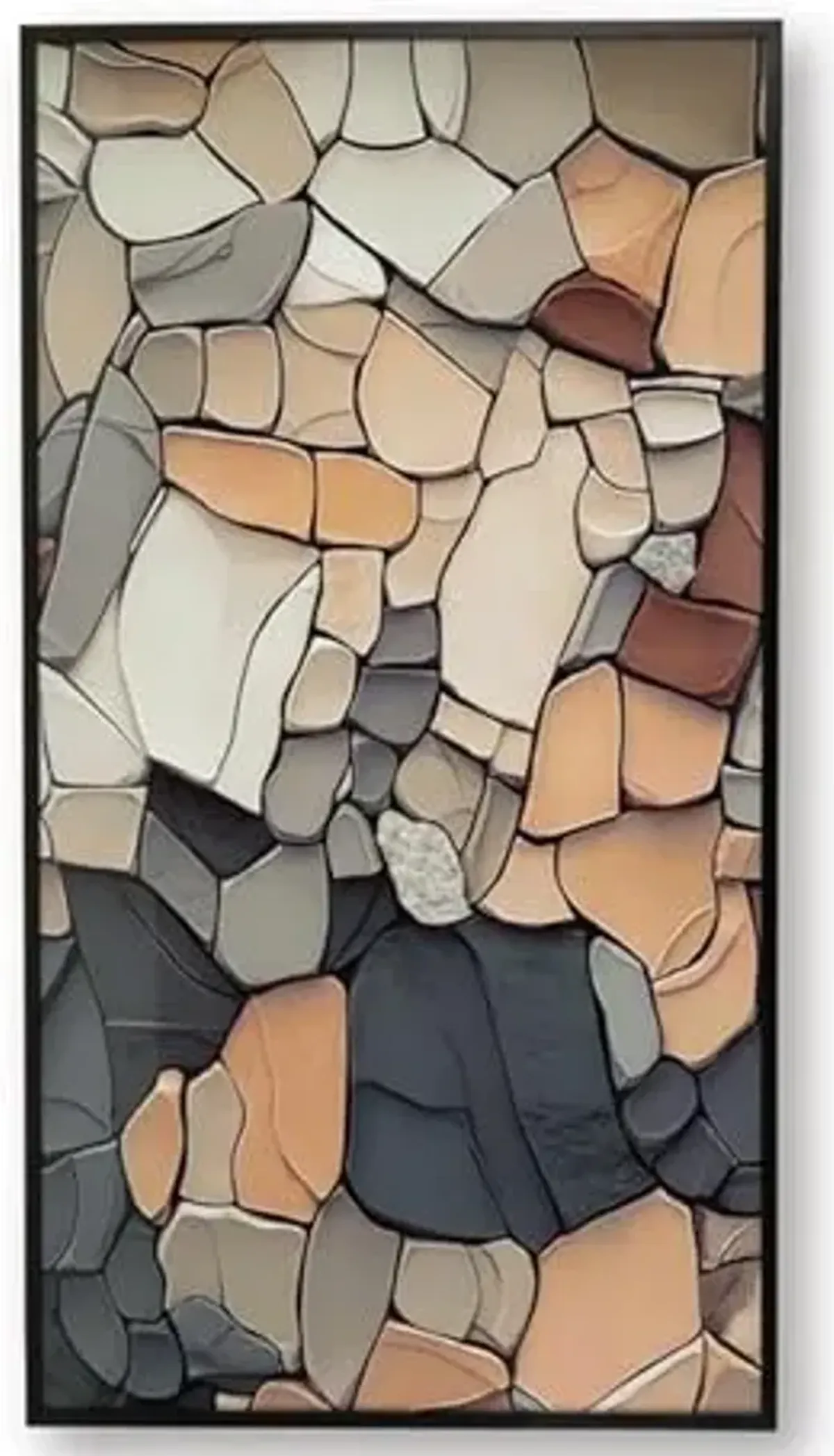 Signature Design by Ashley Patteworth Modern Framed Geometric Wall Art with Acrylic Front, 87 × 47 Inches, Light Brown & Light Gray