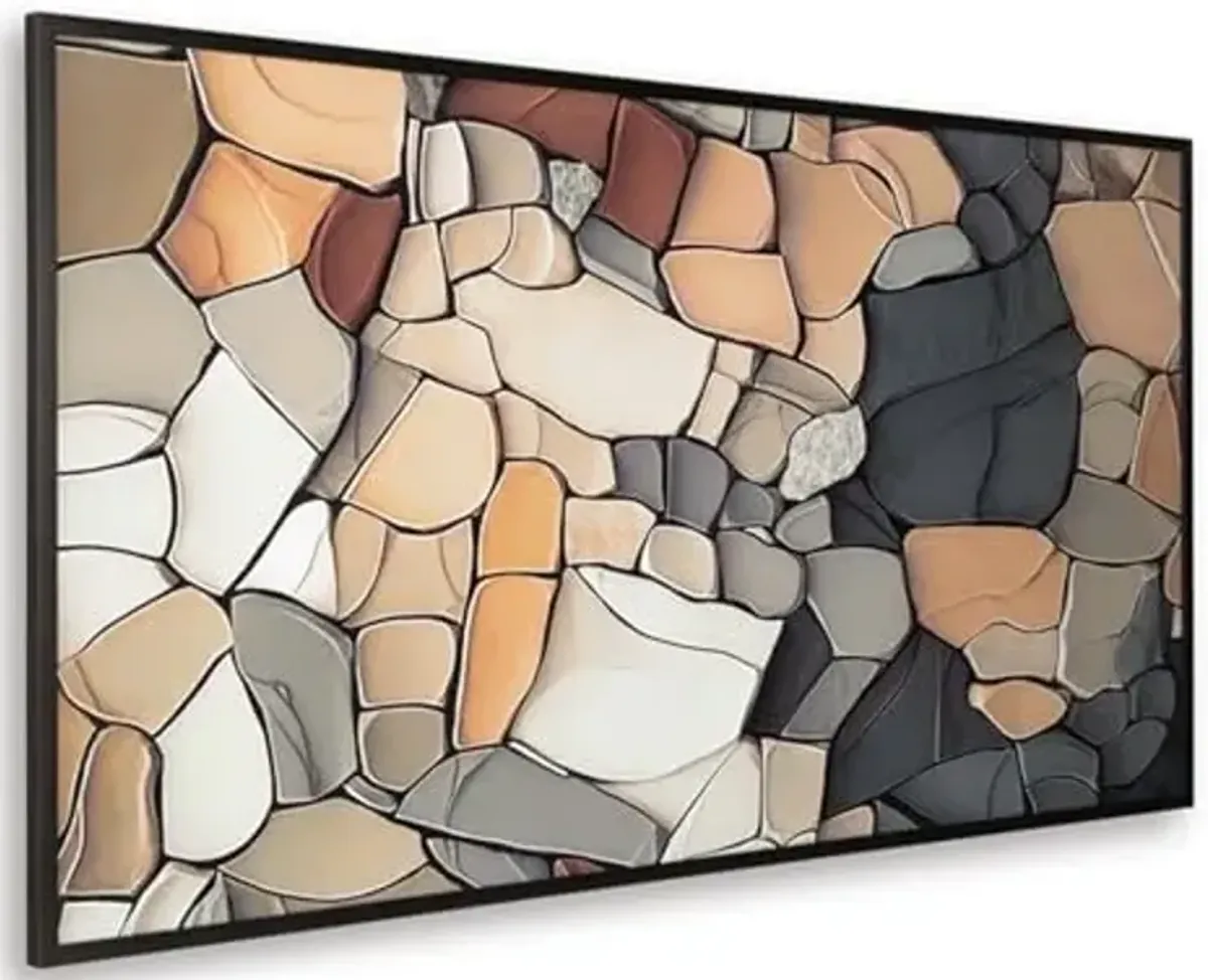 Signature Design by Ashley Patteworth Modern Framed Geometric Wall Art with Acrylic Front, 87 × 47 Inches, Light Brown & Light Gray