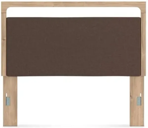 Signature Design by Ashley Prandefort Modern Upholstered Panel Headboard with LED Lighting and Touch-Button Control, Queen, Light Brown & Dark Brown