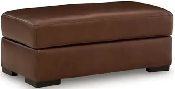 Signature Design by Ashley Creazzo Modern Leather Match Ottoman with Non-Skid Legs, Dark Brown