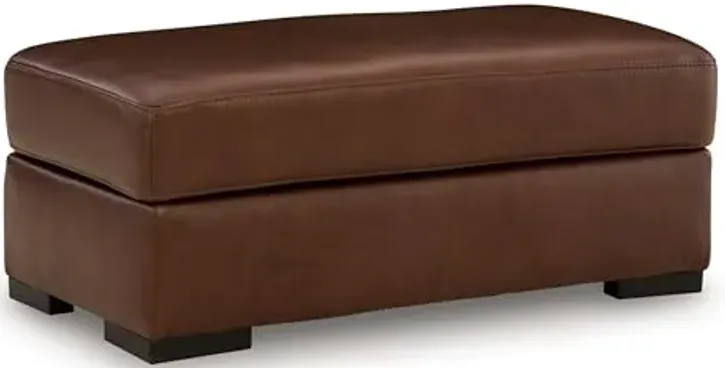 Signature Design by Ashley Creazzo Modern Leather Match Ottoman with Non-Skid Legs, Dark Brown
