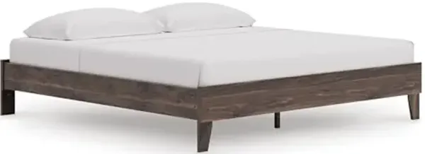 Signature Design by Ashley Calverson Modern Platform Bed, Foundation or Box Spring Not Needed, King, Dark Brown