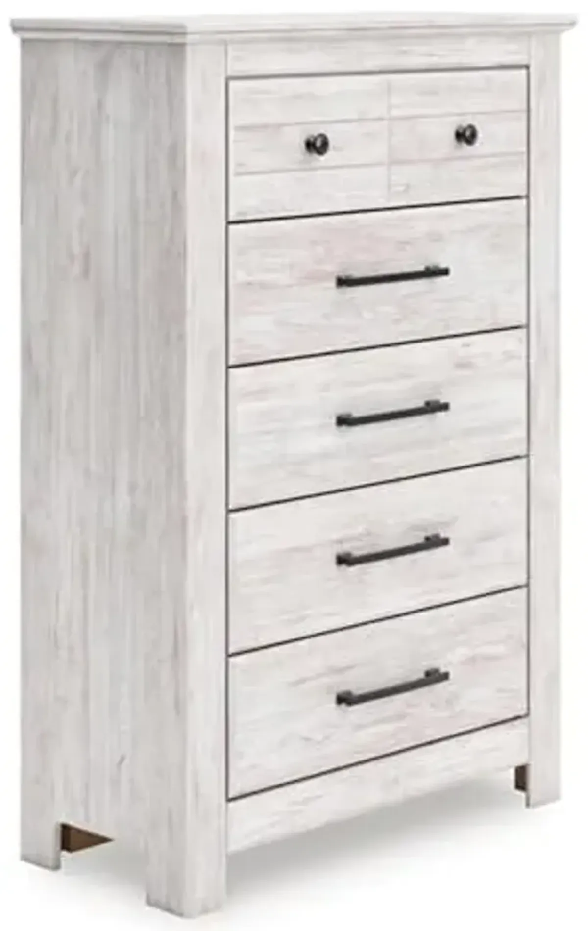 Signature Design by Ashley Allihauser Farmhouse 5-Drawer Chest with Safety Stop, Whitewash