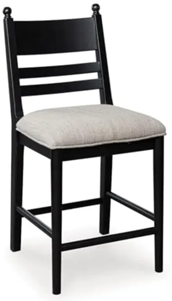 Signature Design by Ashley Chadworth Transitional 24.88" Counter Height Bar Stool with Adjustable Levelers and Footrest, Set of 2, Black & Beige