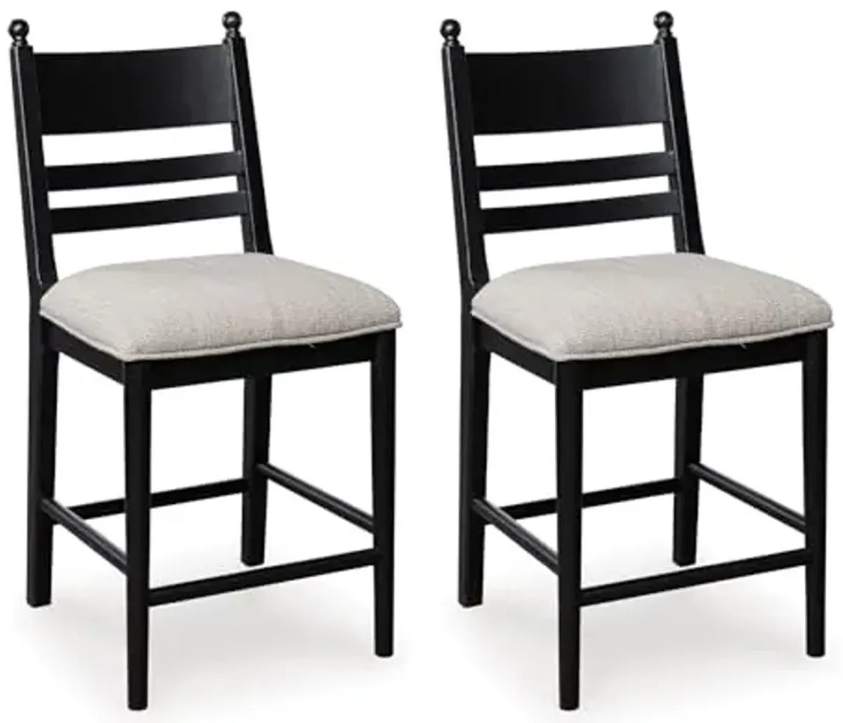 Signature Design by Ashley Chadworth Counter Height Bar Stool, Set of 2, Modern Farmhouse, Foam Cushion, Solid Wood Frame, 19.75" W x 23.13" D x 41.63" H, Black