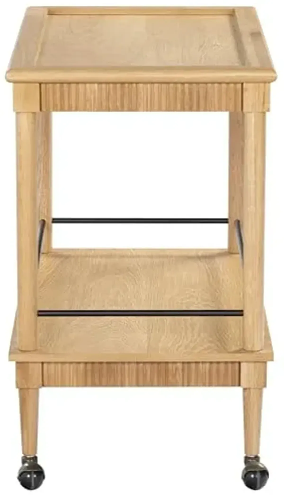 SAFAVIEH Couture Collection - Donna Brielle Natural Brown Bar Cart, 2-Shelf Rolling Serving Cart with Black Rail Detail, Modern Design (SFV4248A)