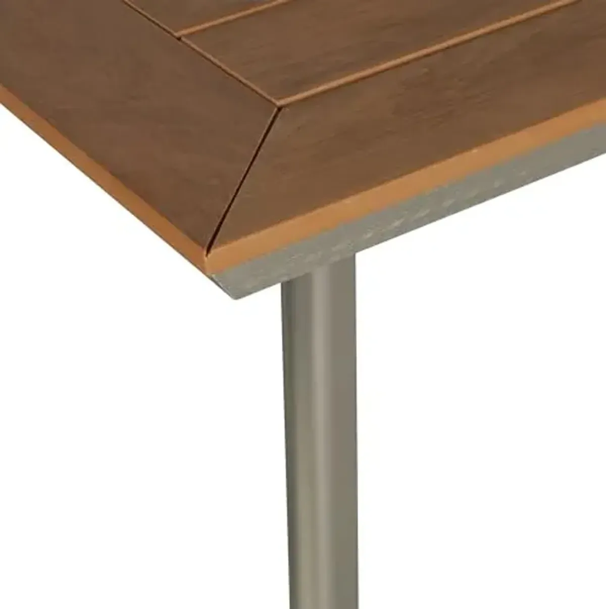 Christopher Knight Home Ramsay 63'' Wood Outdoor Dining Table for 6, Patio Farmhouse Dining Table with Metal Legs, Rectangle Slatted Top for Outdoor Gatherings/Backyard/Garden, Natural Brown + Silver