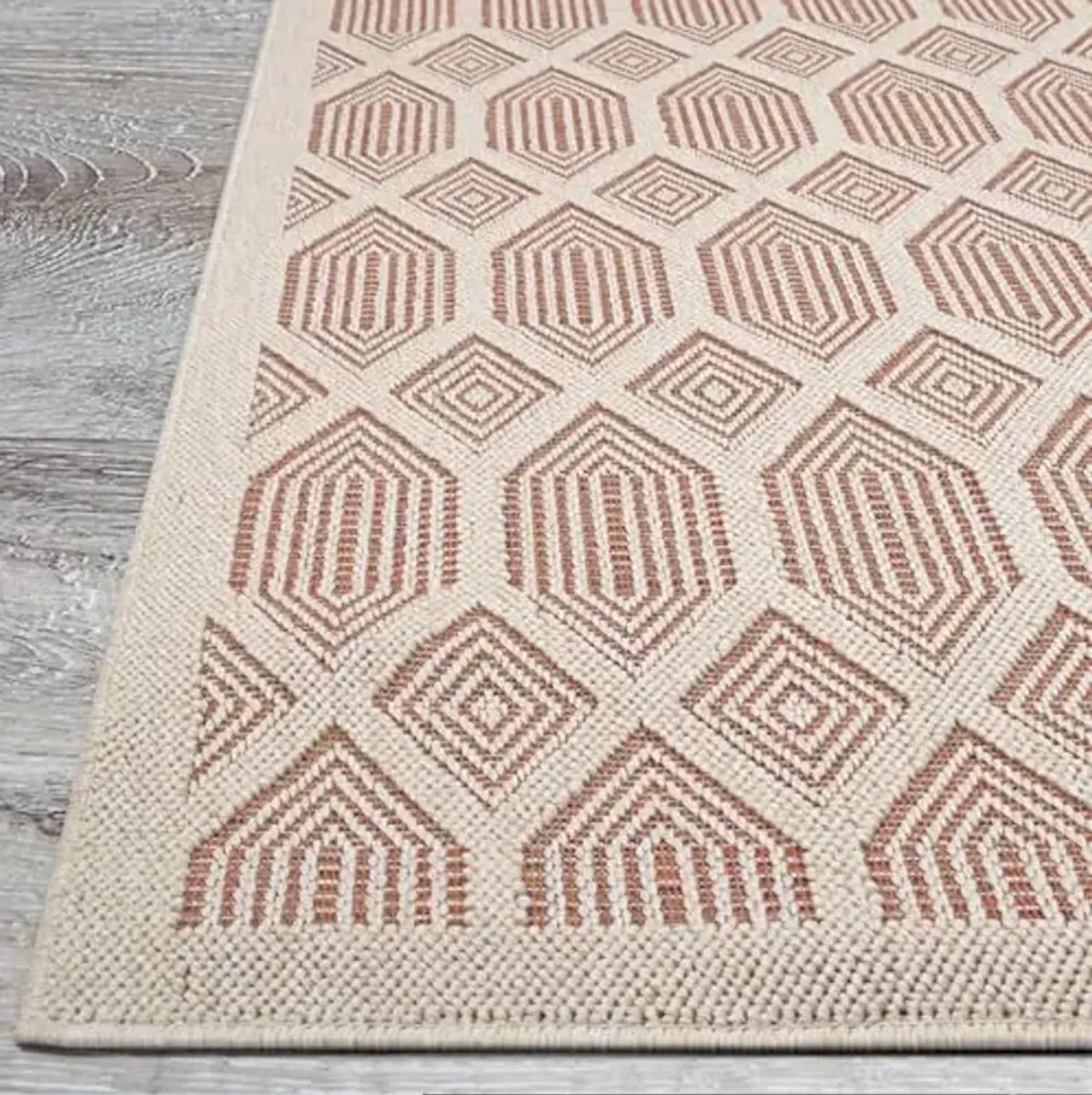 Couristan Liguria Rapallo Indoor Outdoor Area Rug – 5'3" x 7'6" Umber Flatwoven Geometric Medallion Low Pile Polypropylene Washable Rug for Living Room, Entryway, or Patio Home Decor
