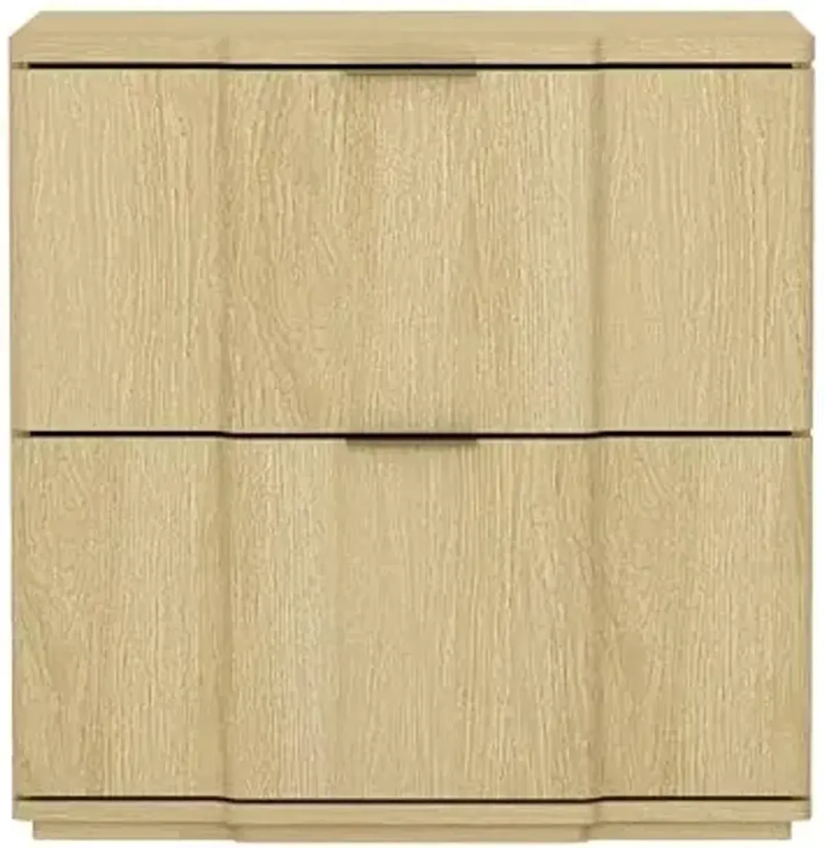 Manhattan Comfort Clive 22" Mid-Century Modern Nightstand, 2-Drawer Side Table with Sculpted Fronts, Soft-Close Drawers, Durable Bedside Storage, Available in Multiple Finishes, Natural and Gold
