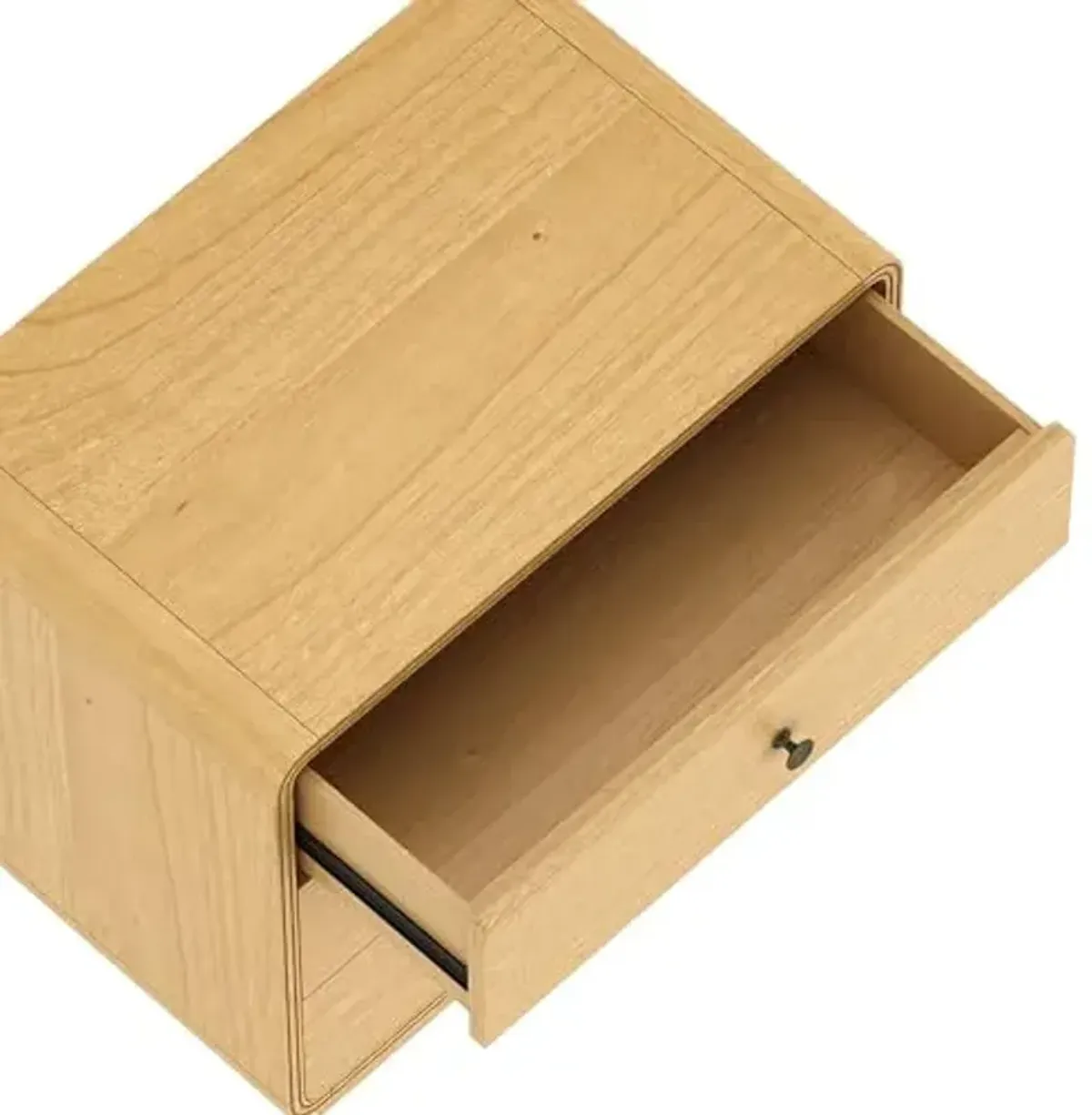 Manhattan Comfort Liora 28" Contemporary Nightstand, 2-Drawer Fully Assembled Rubberwood Side Table with Rounded Corners, Soft-Close Drawers, Durable Bedside Storage, Natural