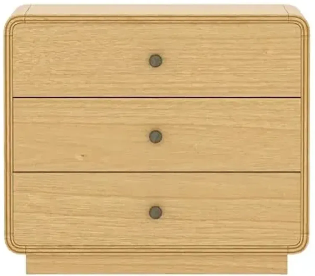 Manhattan Comfort Liora 28" Contemporary Nightstand, 2-Drawer Fully Assembled Rubberwood Side Table with Rounded Corners, Soft-Close Drawers, Durable Bedside Storage, Natural