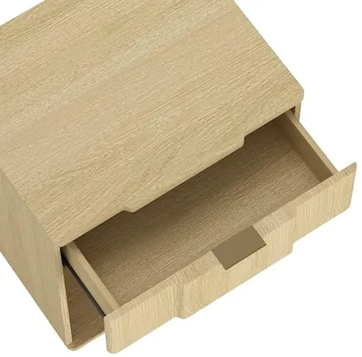 Manhattan Comfort Clive 22" Mid-Century Modern Nightstand, 1-Drawer Side Table with Open Shelf and Sculpted Front, Soft-Close Drawer, Durable Bedside Storage, Multiple Finishes, Natural and Gold