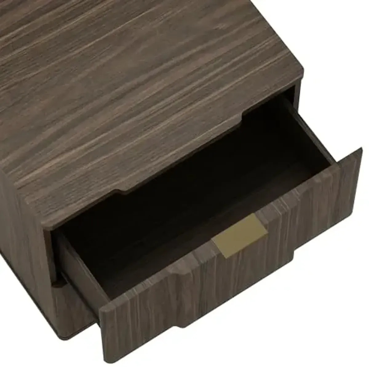 Manhattan Comfort Clive 22" Mid-Century Modern Nightstand, 2-Drawer Side Table with Sculpted Fronts, Soft-Close Drawers, Durable Bedside Storage, Available in Multiple Finishes, Walnut and Gold