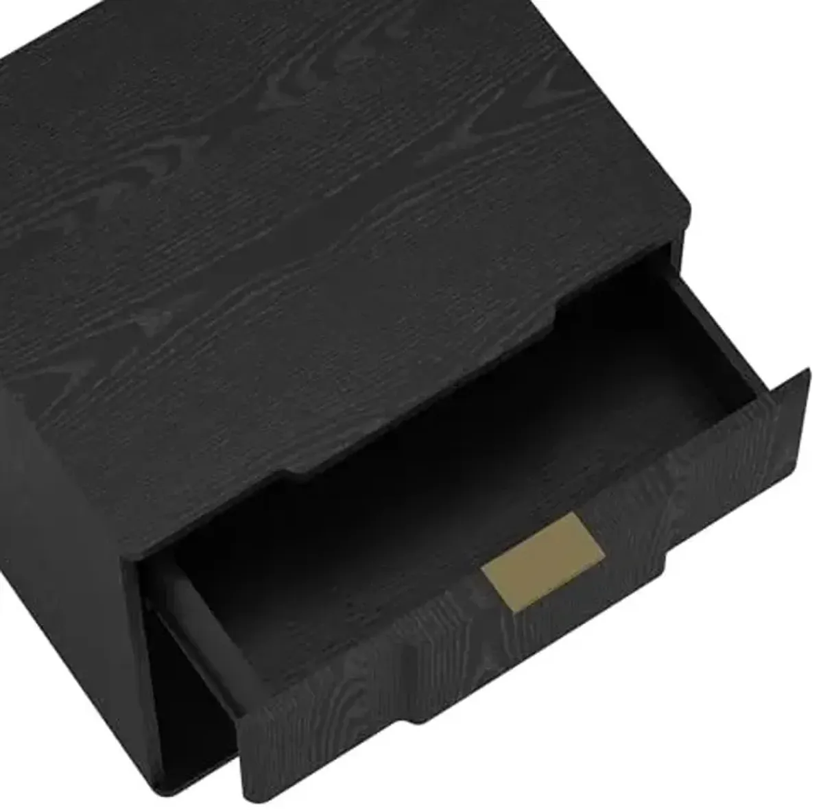 Manhattan Comfort Clive 22" Mid-Century Modern Nightstand, 1-Drawer Side Table with Open Shelf and Sculpted Front, Soft-Close Drawer, Durable Bedside Storage, Multiple Finishes, Black and Gold