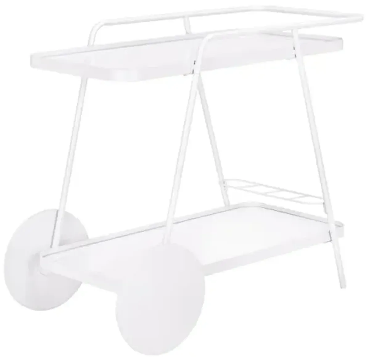 SAFAVIEH Home Collection – Zunia White & Glass 2-Tier Bar Cart, Modern Metal Serving Cart, Sleek Contemporary Design (BCT2504E)