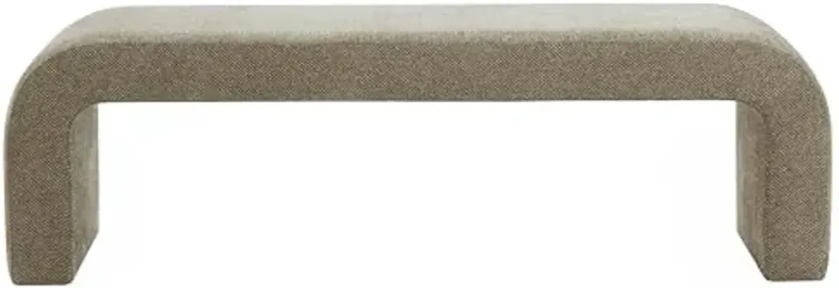 SAFAVIEH Couture Collection – Caralynn Brown Chenille Upholstered Bench, Modern Waterfall Curved Silhouette, Fully Assembled (SFV5027S)