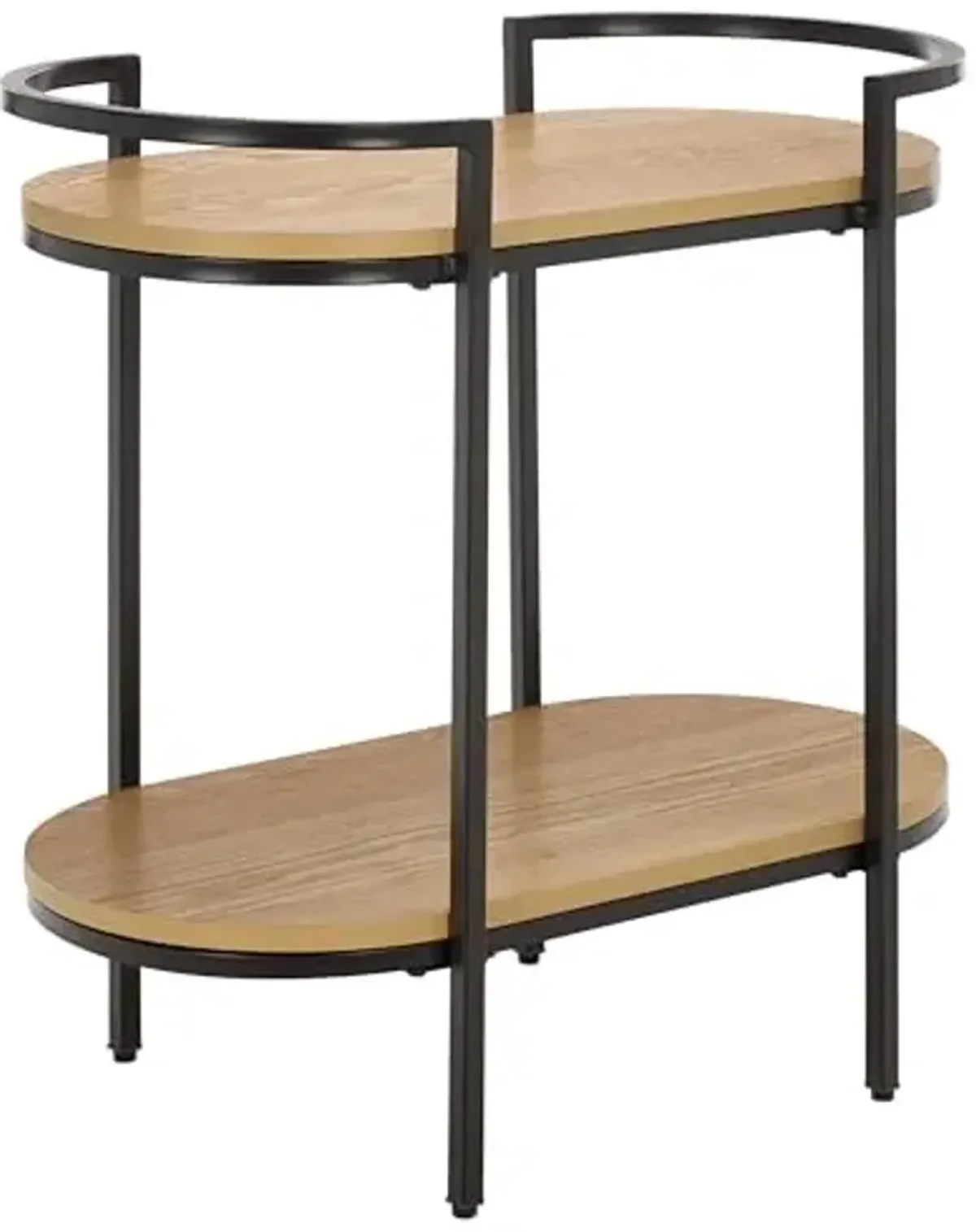 SAFAVIEH Home Collection – Inessa Black & Natural Oval 2-Tier Bar Cart, Modern Metal Serving Cart, Sleek Entertaining Design (BCT2503F)