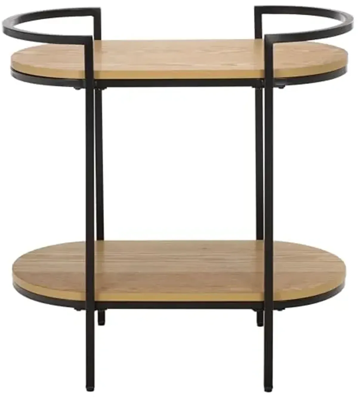 SAFAVIEH Home Collection – Inessa Black & Natural Oval 2-Tier Bar Cart, Modern Metal Serving Cart, Sleek Entertaining Design (BCT2503F)