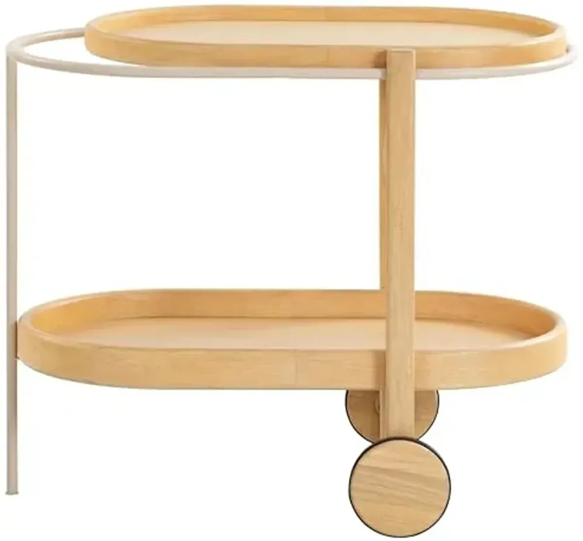 SAFAVIEH Couture Collection – Trianna Natural 2-Shelf Oval Wood Bar Cart, Rolling Serving Cart with Shelves, Modern Entertaining Design, Fully Assembled (SFV7254A)