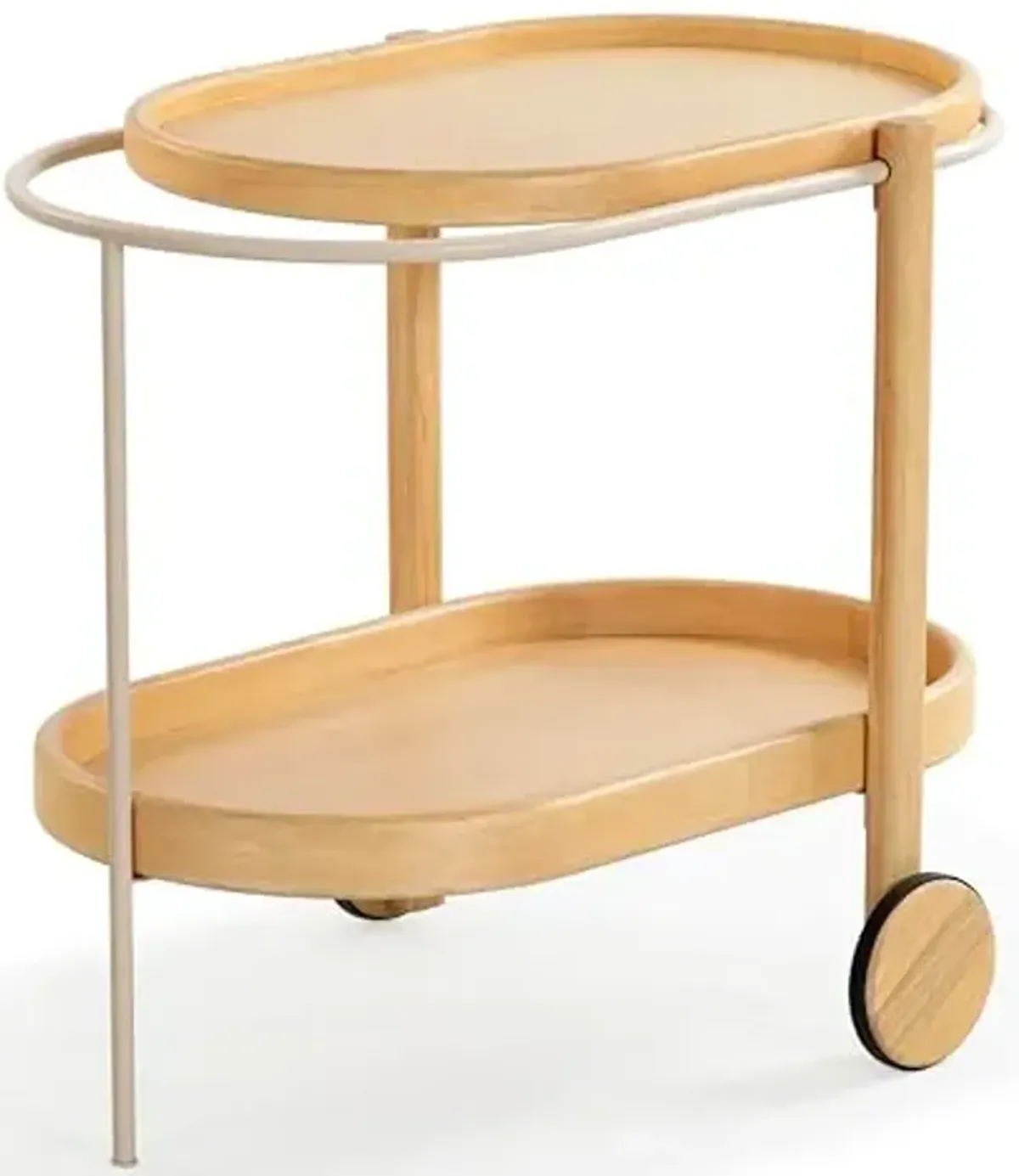 SAFAVIEH Couture Collection – Trianna Natural 2-Shelf Oval Wood Bar Cart, Rolling Serving Cart with Shelves, Modern Entertaining Design, Fully Assembled (SFV7254A)