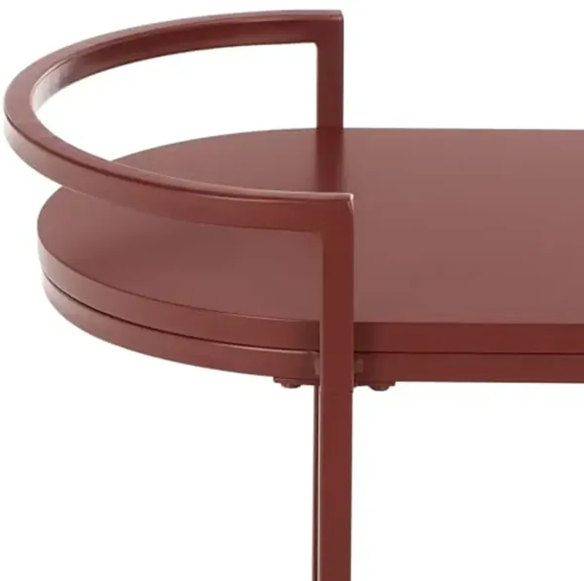SAFAVIEH Home Collection – Inessa Brick Red Oval 2-Tier Bar Cart, Modern Metal Serving Cart, Sleek Entertaining Design (BCT2503C)