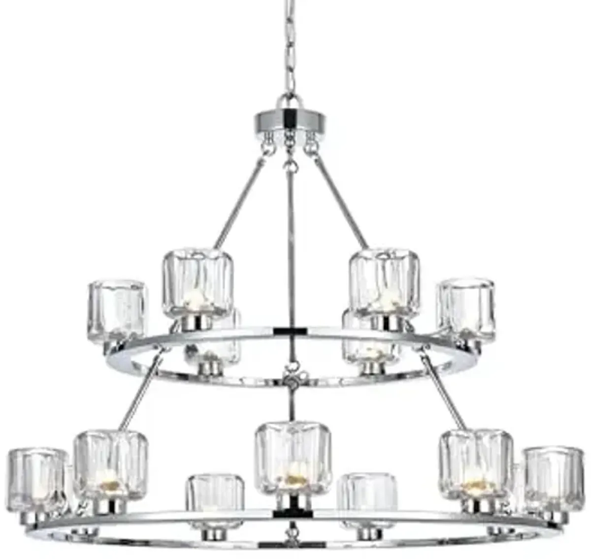 Elegant Lighting Cadence 36" Two-Tier Chandelier in Chrome