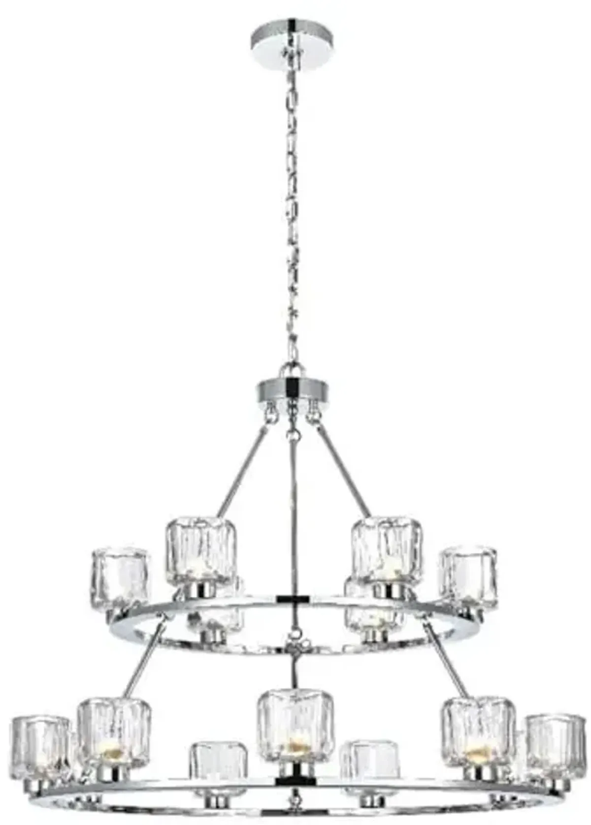 Elegant Lighting Cadence 36" Two-Tier Chandelier in Chrome