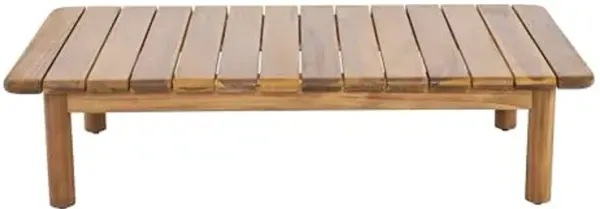 Christopher Knight Home Canape Acacia Wood Outdoor Coffee Table, Modern Coffee Table for Patio Furniture Set, Weather-Resistant Wood Coffee Table with Slat Panel Design, Teak