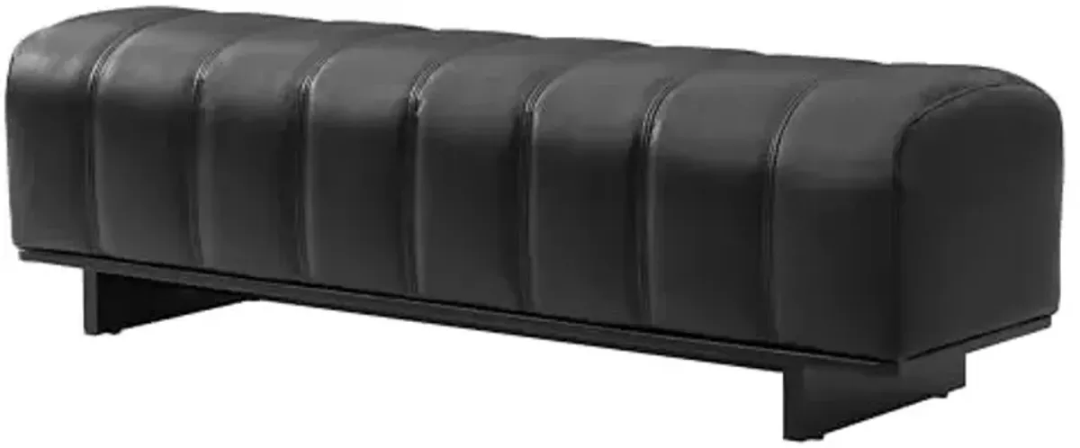 Christopher Knight Home Lamie Faux Leather Upholstered Dining Bench, Wooden Entryway Bench, Long Sofa Footstool for Living Room, Bedroom End of Bed Bench, Black