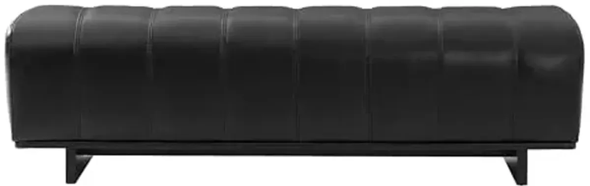 Christopher Knight Home Lamie Faux Leather Upholstered Dining Bench, Wooden Entryway Bench, Long Sofa Footstool for Living Room, Bedroom End of Bed Bench, Black