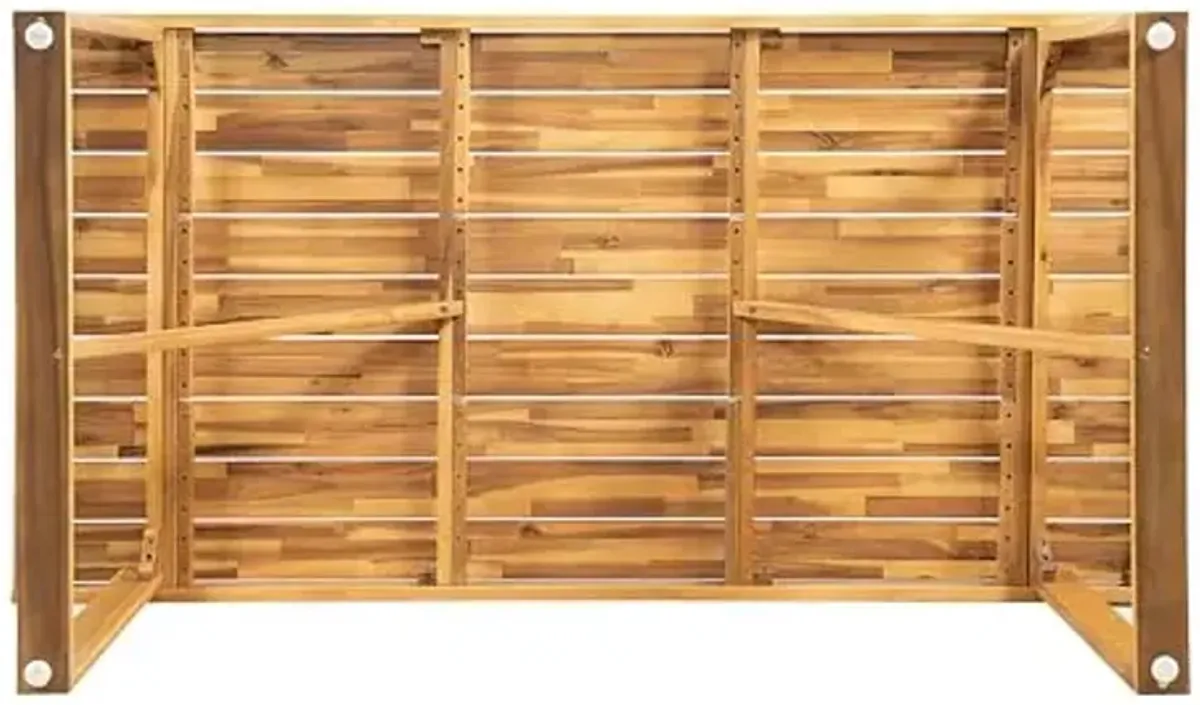 Christopher Knight Home Canyon 67" Farmhouse Outdoor Dining Table for 6, Acacia Wood Dining Room Table with Slatted Design, Rectangular Patio Table for Backyard/Decks/Garden Gatherings, Teak