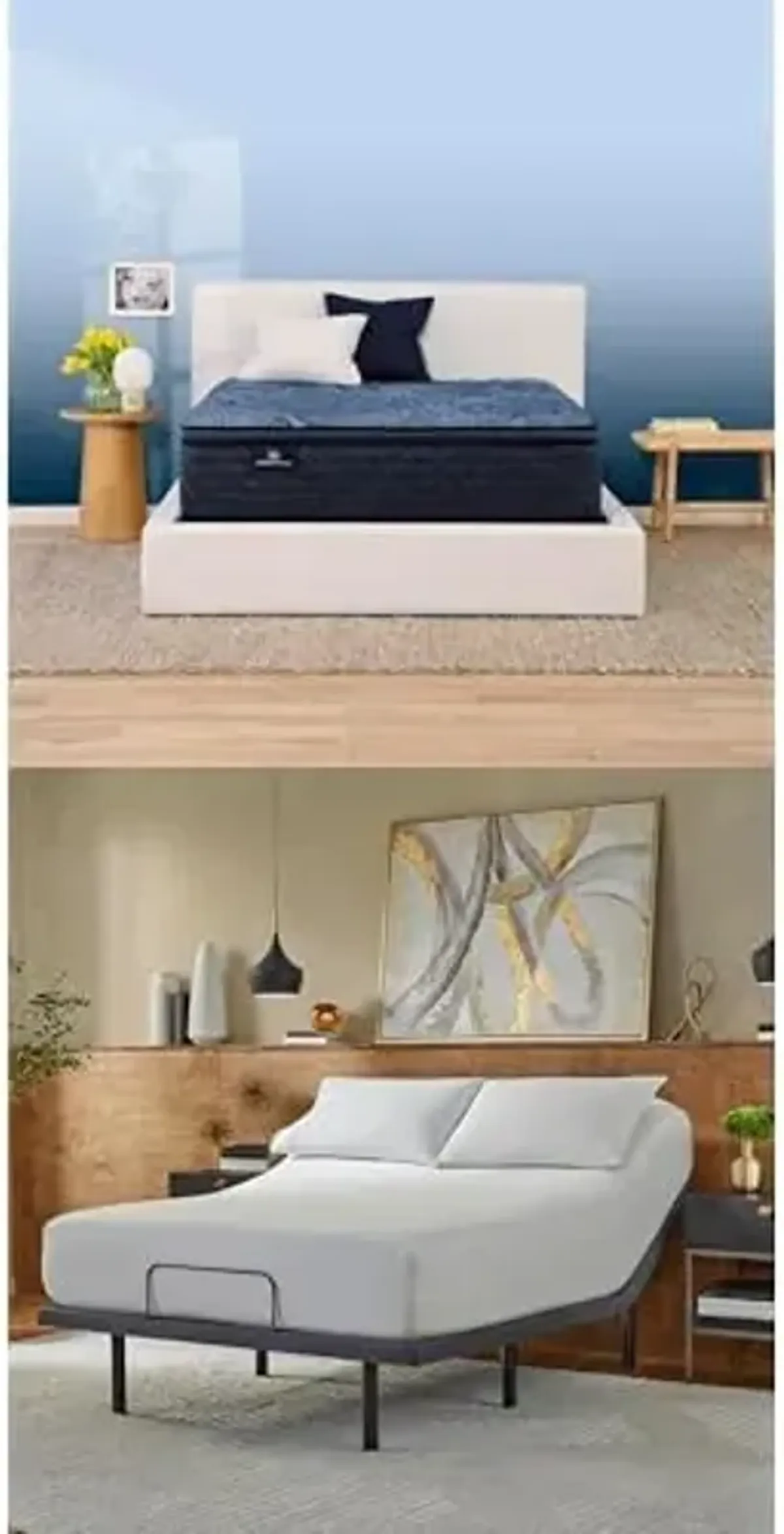 Serta Perfect Sleeper Ultimate 14.5" Firm Pillow Top Queen Mattress Bundle baselogic Level 3 Queen Adjustable Base Bed Frame - Cooling Gel Memory Foam with Head & Foot Adjustability