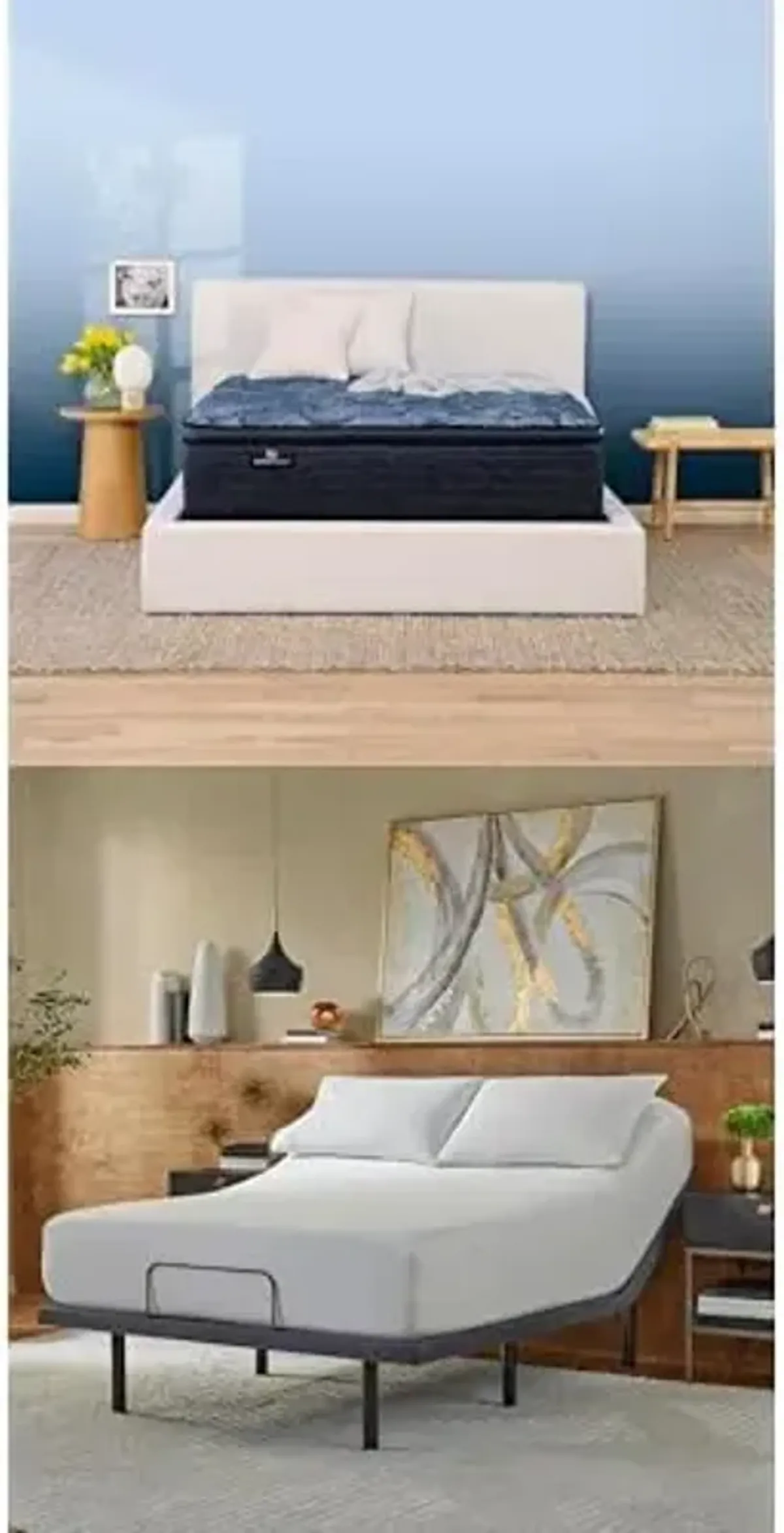 Serta Perfect Sleeper Ultimate 14.5" Medium Pillow Top Full Mattress Bundle baselogic Level 3 Full Adjustable Base Bed Frame - Cooling Gel Memory Foam with Head & Foot Adjustability