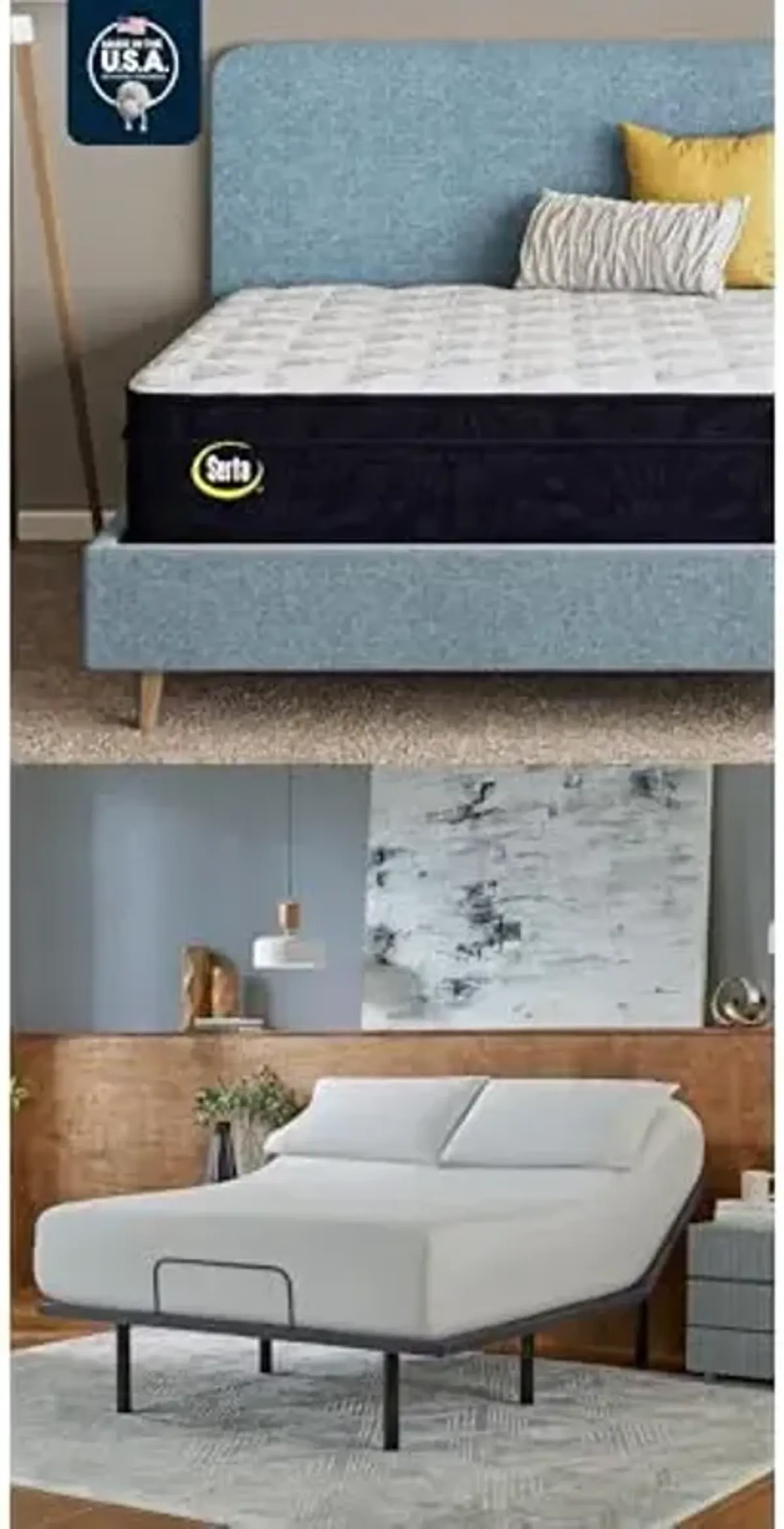 Serta Classic Clarks Hill 2.0 Plush Euro Top 12.5" Queen Mattress Bundle baselogic Level 2 Queen Adjustable Base Bed Frame - Cooling, Breathable, Pressure Relief, Head & Foot Adjustability