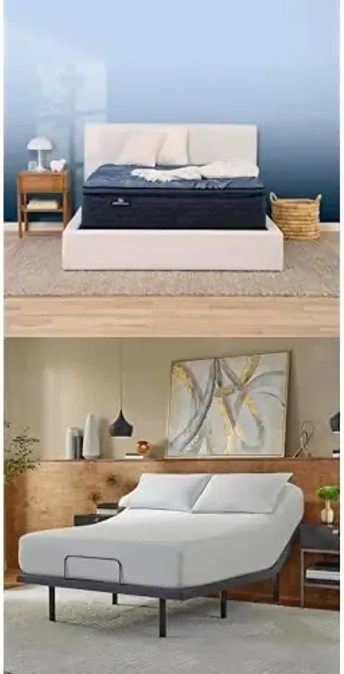 Serta Perfect Sleeper Ultimate 15" Plush Pillow Top Full Mattress Bundle baselogic Level 3 Full Adjustable Base Bed Frame - Cooling Gel Memory Foam, Head & Foot Adjustability