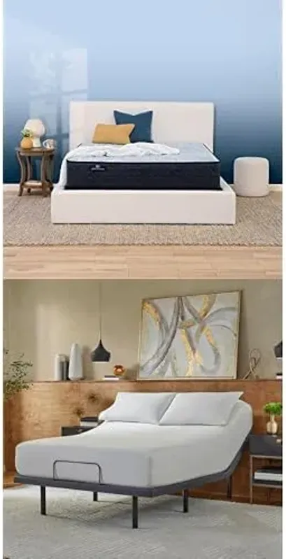 Serta Perfect Sleeper Enhanced 12" Firm Full Mattress Bundle baselogic Level 3 Full Adjustable Base Bed Frame - Cooling Gel Memory Foam & Pocket Innersprings with Head & Foot Adjustability