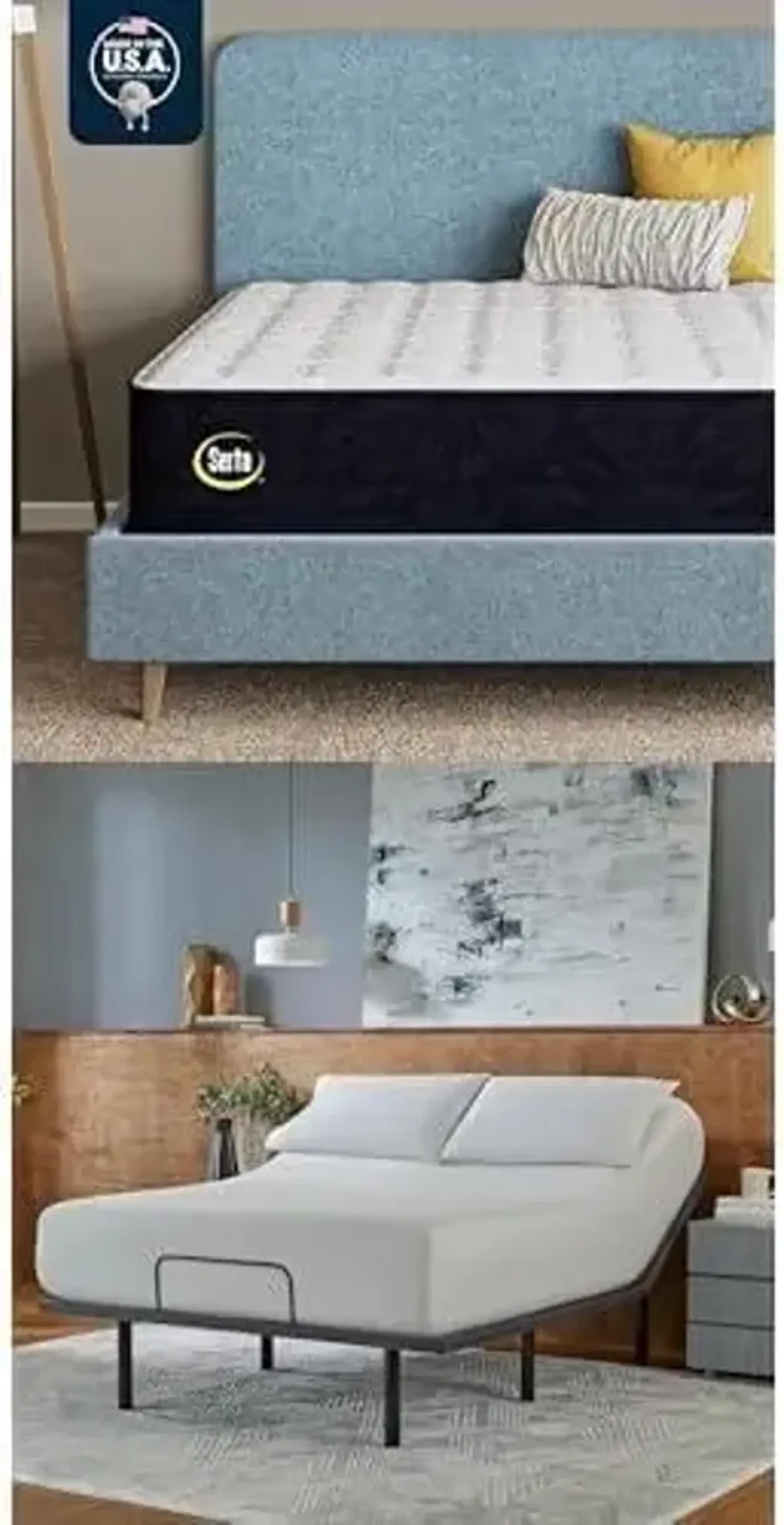 Serta Classic Clarks Hill Elite 2.0 Medium 13.5" Full Mattress Bundle baselogic Level 2 Full Adjustable Base Bed Frame - Cooling, Breathable, Pressure Relieving, Head & Foot Adjustability