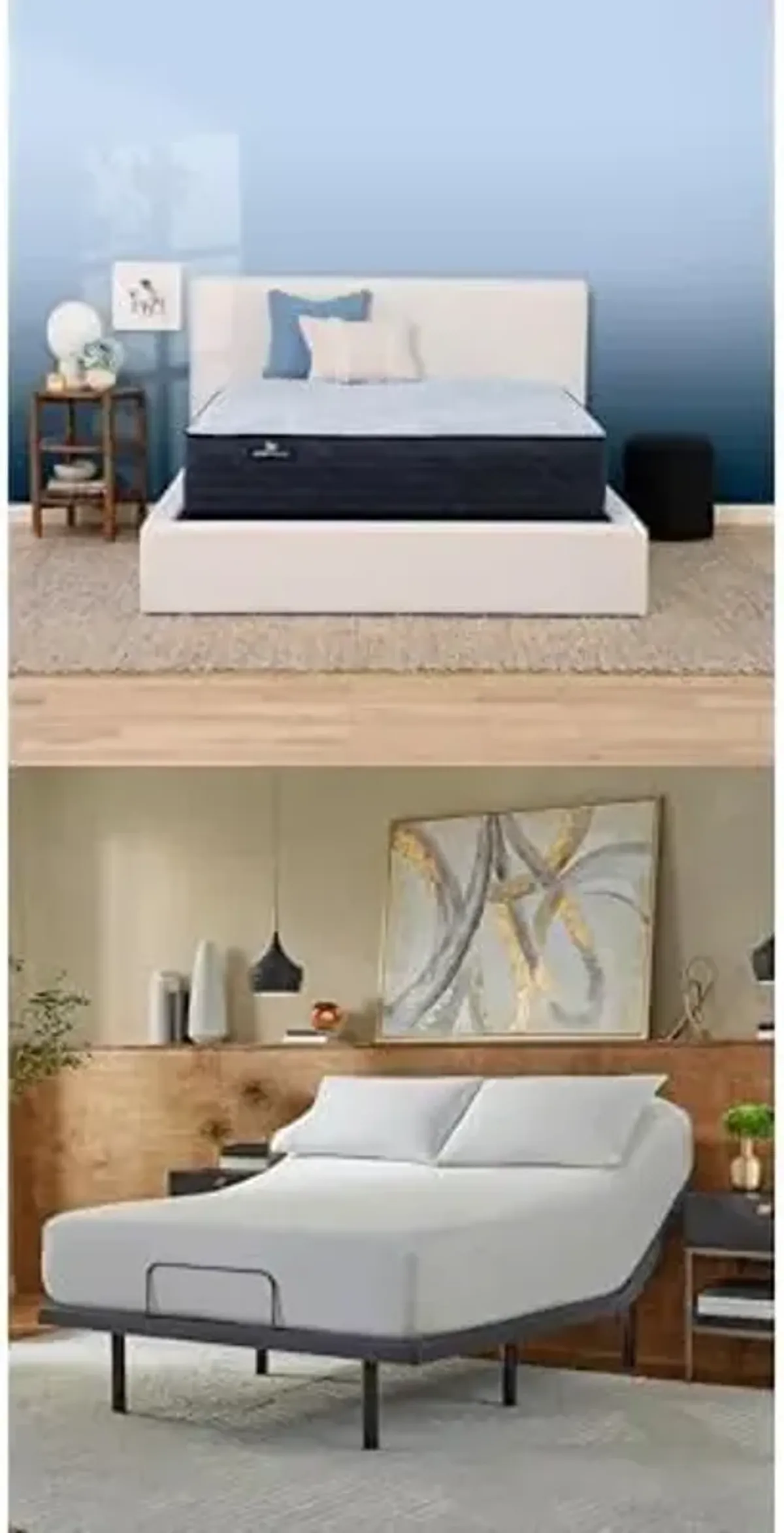 Serta Perfect Sleeper Enhanced 13.5" Plush Queen Mattress Bundle baselogic Level 3 Queen Adjustable Base Bed Frame - Cooling Gel Memory Foam & Pocket Innersprings, Head & Foot Adjustability