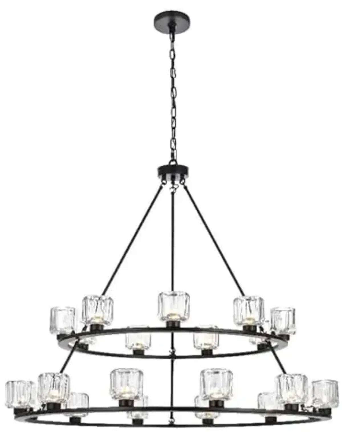Elegant Lighting Cadence 48" Two-Tier Chandelier in Black
