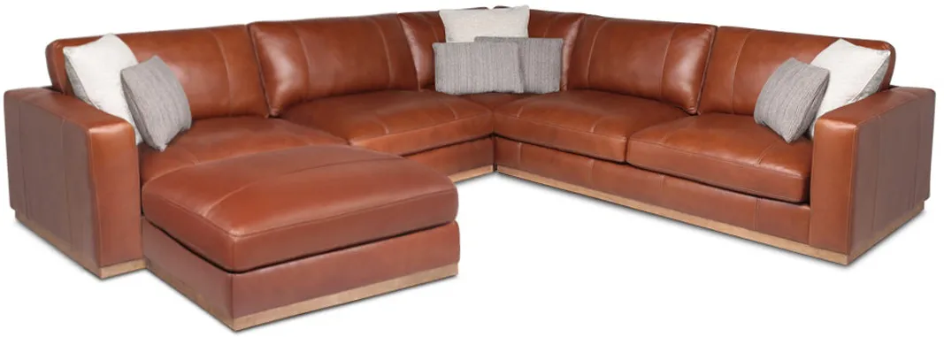 Stella 4pc Leather Sectional Sofa with Ottoman