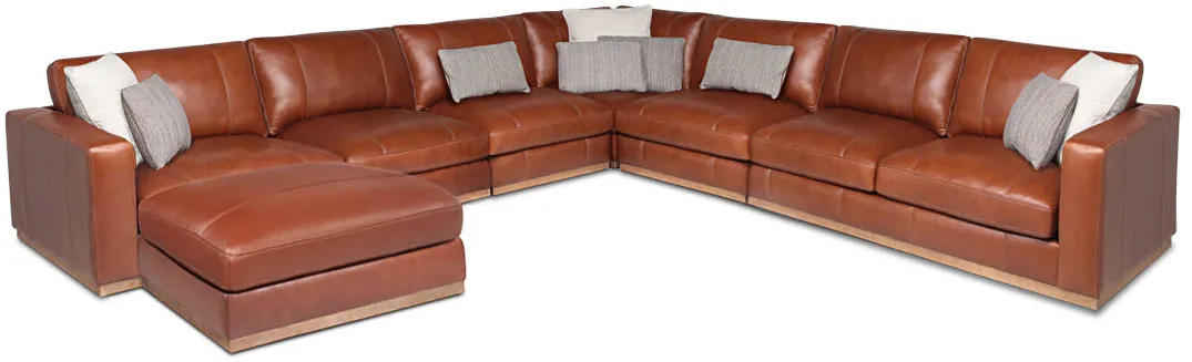 Stella 6pc Leather Sectional Sofa with Ottoman