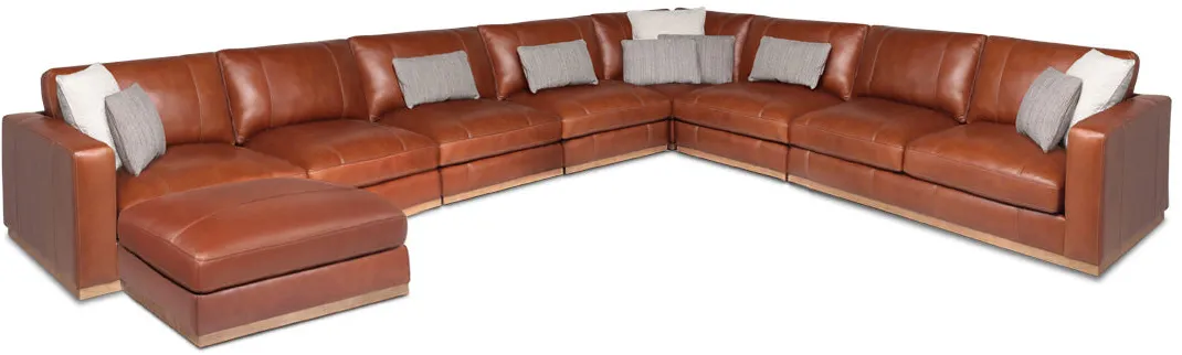 Stella 7pc Leather Sectional Sofa with Ottoman
