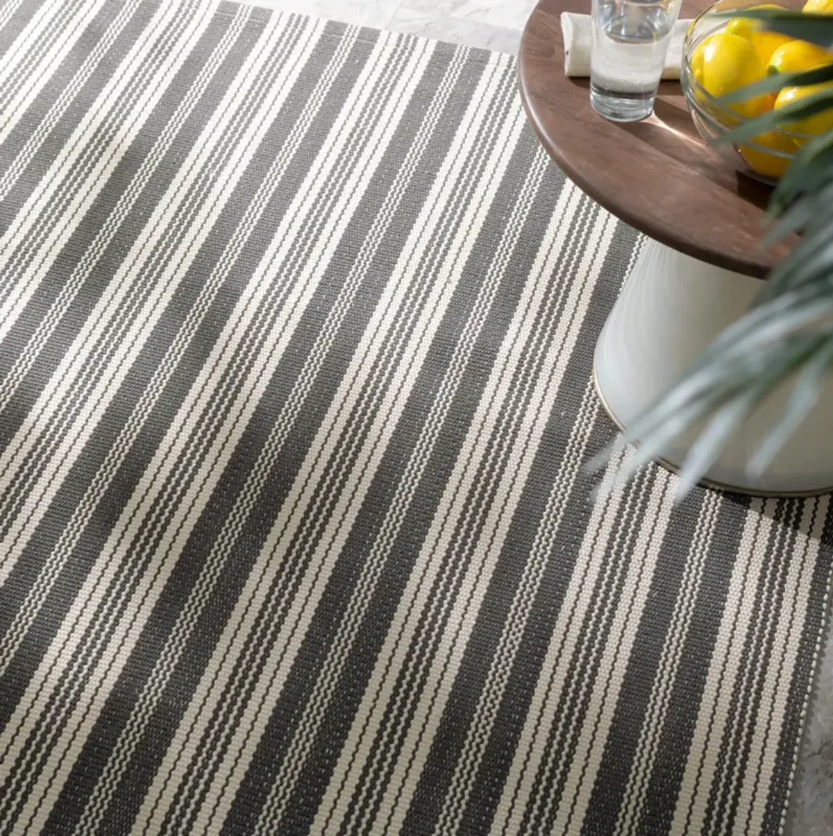 Ticking Stripe Handwoven Indoor/Outdoor Rug