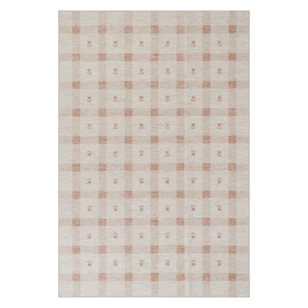Gingham Machine Washable Rug
