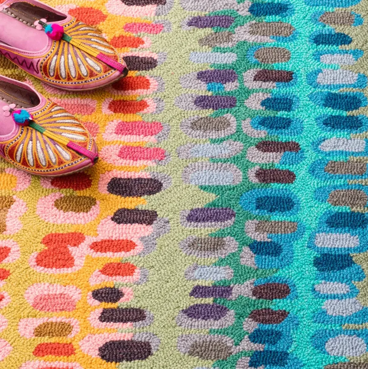 Paint Chip Hand Micro Hooked Wool Rug