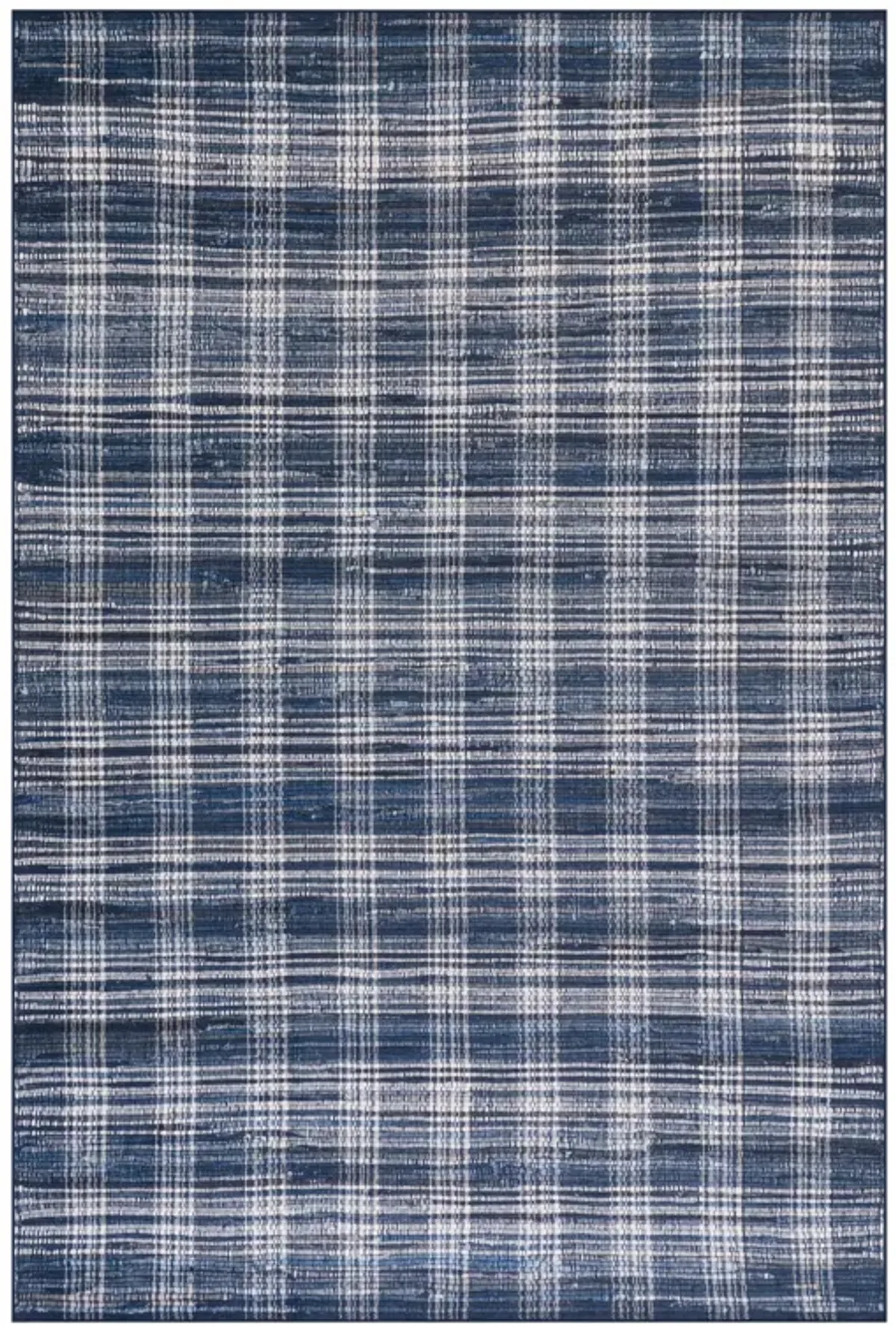Denim Plaid Machine Washable Rug