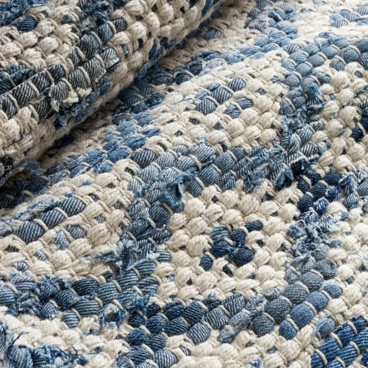 Denim Rag Diamond Handwoven Cotton Rug