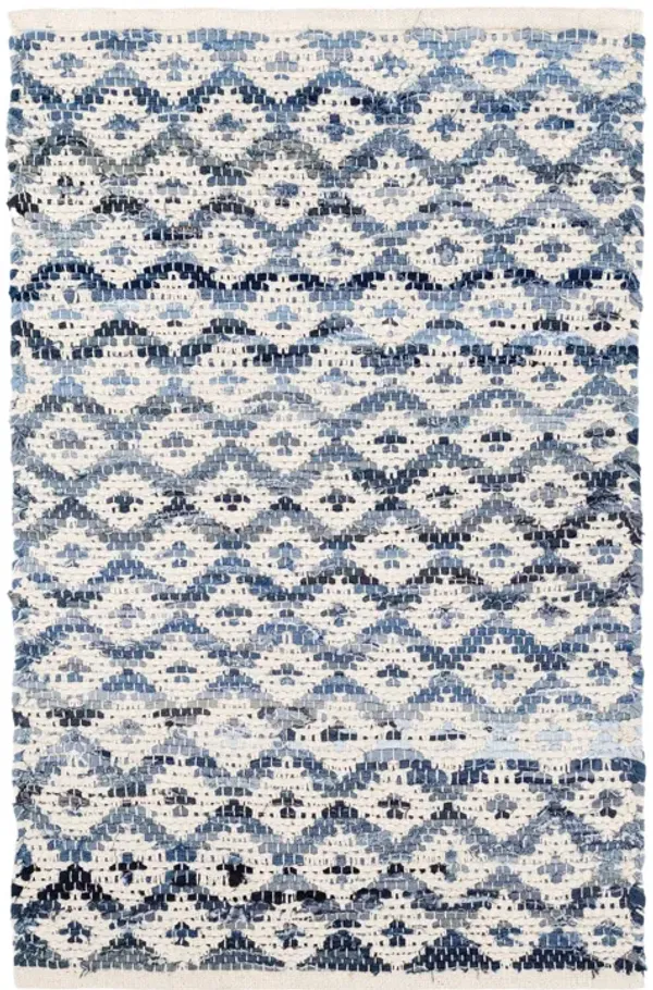 Denim Rag Diamond Handwoven Cotton Rug