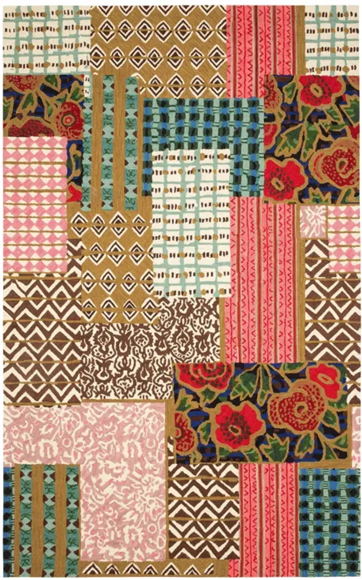 Elm Patchwork Hand Micro Hooked Wool Rug