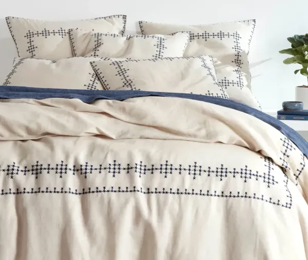 Cross-Stitch Linen Duvet Cover